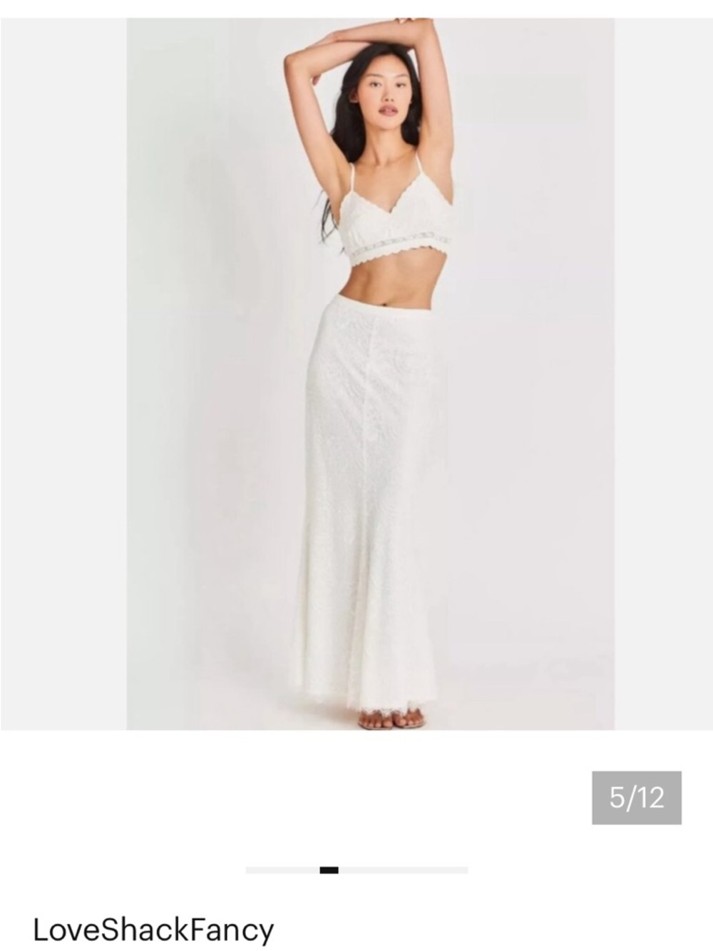 LoveShackFancy Bindi White Lace Maxi Skirt